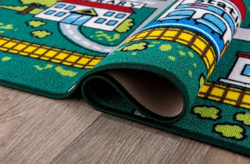 Vista 4 de Rugshop Kids Educational Learning City Life Road - Alfombra antideslizante (antideslizante), 3 pies 3 pulgadas x 4 pies 7 pulgadas, color verde