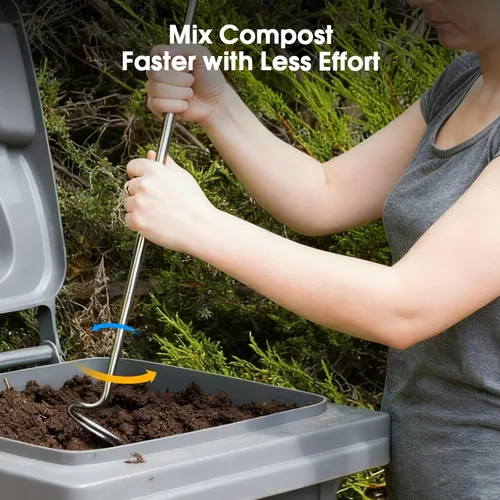 Vista 6 de Herramienta Aireadora de Compost, Girador de Compost en Espiral Resistente con Mango Ergonómico, Herramienta de Aireación Manual de Suelo
