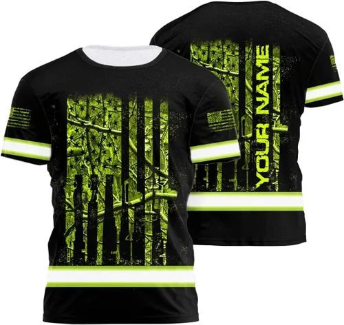 Vista 22 de Camisa de alta visibilidad para hombre, camisas de seguridad reflectantes con nombre personalizado para patriota, patriótico, veterano, militar