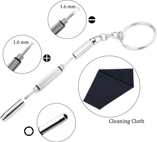 Vista 5 de JANYUN Kit de reparación de lentes, 1500 piezas más completo de tornillos y almohadillas nasales con 6 destornilladores y 3 herramientas