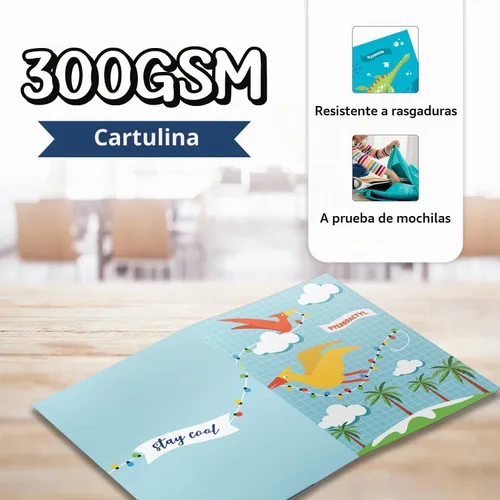 Vista 5 de 8 carpetas escolares – Lindas carpetas de bolsillo con 8 diseños únicos de dinosaurios en la parte delantera, trasera e interior – Carpetas