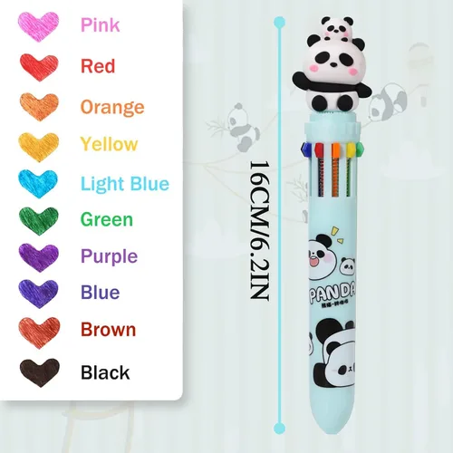 Vista 3 de Heliar Bolígrafo multicolor de 0.028 in, bolígrafos de colores 10 en 1, bolígrafos retráctiles de animales para oficina, suministros escolares
