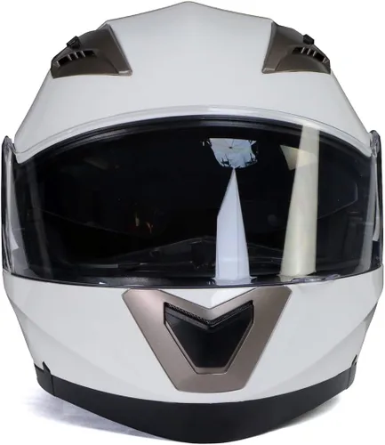 Vista 9 de Milwaukee Helmets MPH9807DOT - Casco modular de motocicleta con visera abatible, color blanco brillante ionizado