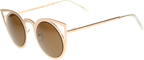 Vista 5 de Womens Laser Cut Open Metal Mirror Lens Round Cat Eye Sunglasses 48mm