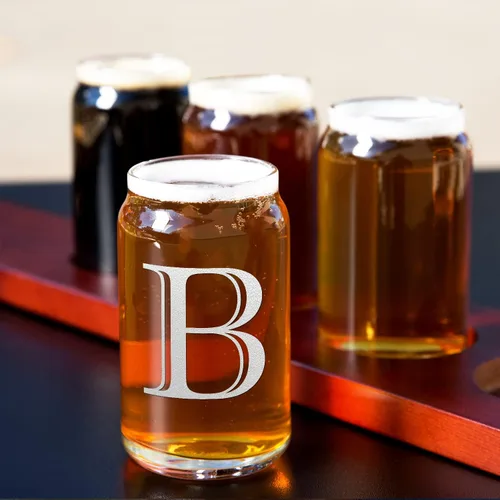 Vista 5 de Cuptify Juego de 4 vasos de 4 vasos con letra inicial B grabada con monograma de 5 onzas para hombres, inauguración de la casa y bodas