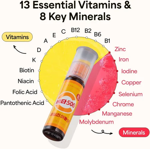 Vista 3 de KWANGDONG Vita500 Daily Immune Shot - Suministro para 7 días, suplemento de apoyo inmunológico con 13 vitaminas y 8 minerales. Disparo de refuerzo