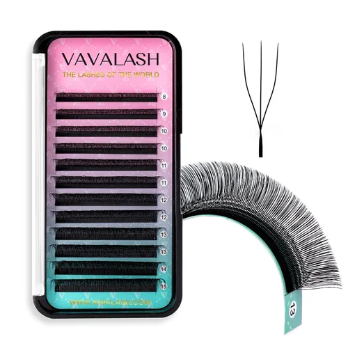 Vista 22 de VAVALASH Extensiones de pestañas en Y, rizo C, 0.002 in, 0.315-0.591 in, bandeja mixta, volumen 4D, extensiones de pestañas tipo YY, extensiones