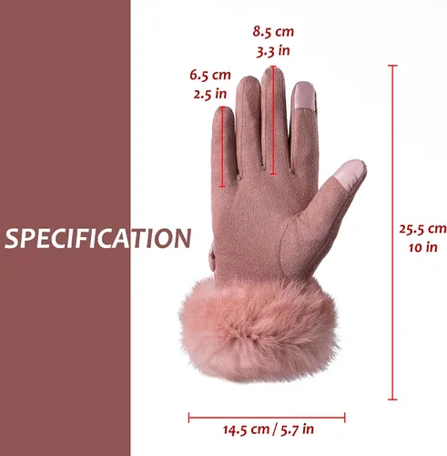 Vista 5 de Hysenm Women Winter Gloves With Touch Screen Fingers Warm Suede Gloves Texting Thermal Windproof Mittens for Driving Running
