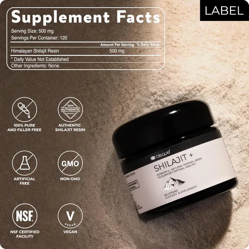 Vista 6 de Blisque – Suplemento de resina de shilajit orgánico puro del Himalaya Auténtico y natural Grado A dorado Contiene ácido fúlvico
