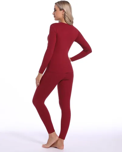 Vista 3 de INNERSY Conjunto de ropa interior térmica para mujer, ultra suave, capa base larga para clima frío