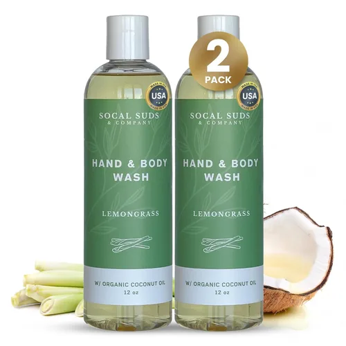 Vista 15 de SoCal Suds & Company Gel de baño orgánico - Jabón líquido suave para manos y cuerpo para hombres y mujeres, fabricado con aceites orgánicos y aceite
