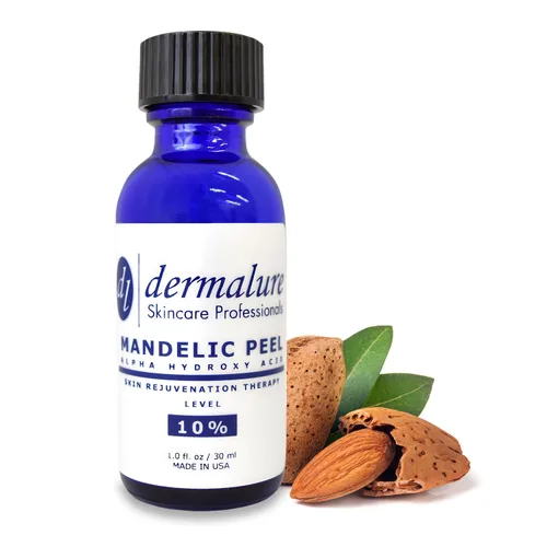 Vista 4 de Ácido mandélico 10% AHA Alpha Hydroxi Peel Fuerza médica utilizada para rosácea, acné quístico, puntos negros, poros, puntos blancos