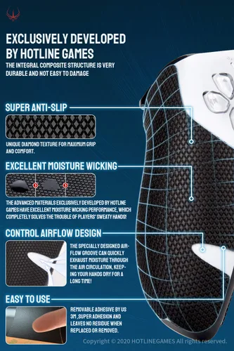 Vista 2 de HOTLINEGAMES Empuñaduras de control compatibles con PS5 Dualsense, accesorios de control de PlayStation 5, kit de piel, cinta de agarre