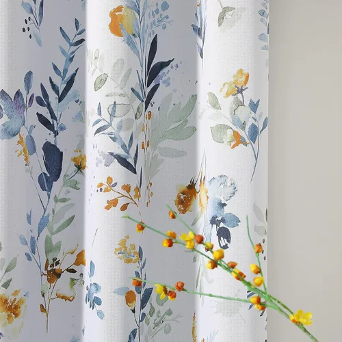Vista 25 de MYSKY HOME Cortinas florales para puerta francesa de 40 pulgadas de largo, juego de 2 cortinas opacas de privacidad con bolsillo para barra A-verde