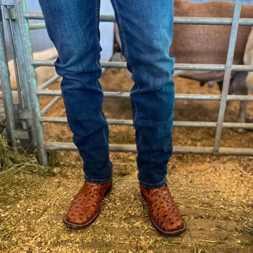 Vista 4 de Joe Boots Western Boots Para Hombre Avestruz Print Cuero 701