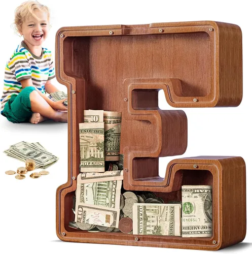 Vista 66 de SummiDate Alcancía de madera de letra para niños y niñas, Alfabeto, personalizada, regalo de cumpleaños y pascua para niños (A)