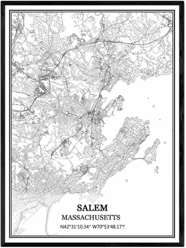 Vista 9 de TANOKCRS Newburyport Massachusetts USA America Map - Póster impreso en lienzo sin marco, moderno mapa blanco y negro, regalo de recuerdo, decoración
