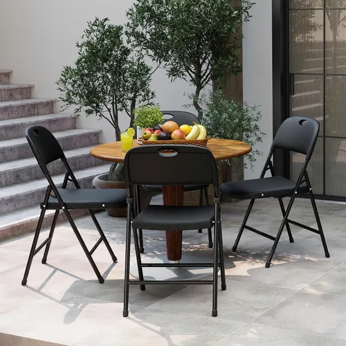 Vista 5 de Sillas plegables, silla plegable de plástico, sillas plegables de metal resistente de plástico para exteriores, asiento comercial plegable