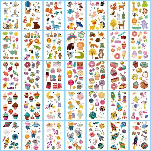 Vista 4 de Partywind 100 hojas (1150 estilos), tatuajes temporales para niños, rellenos de bolsas de golosinas, calcomanías de tatuaje falsas para niños