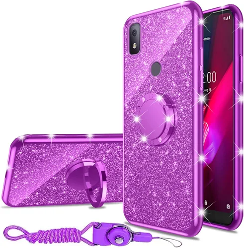 Vista 8 de nancheng Funda de teléfono para TCL A3X (A600DL), funda para Alcatel TCL A3X niñas y mujeres, bonita funda de silicona transparente con purpurina