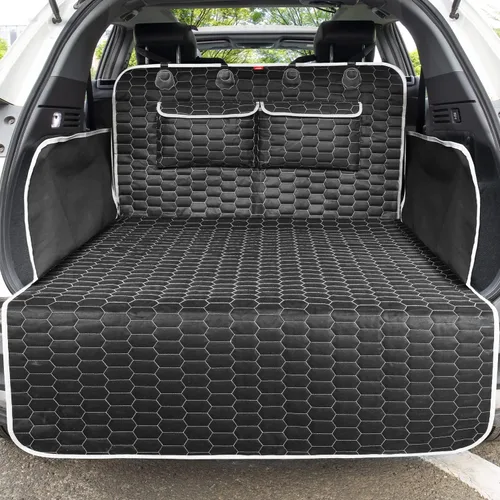 Vista 9 de Oasser Forro de carga para maletero de perros, cubierta de carga impermeable, alfombrilla para maletero de mascotas con solapas laterales