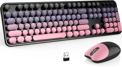 Vista 9 de MOFII Combo de teclado y mouse ergonómicos inalámbricos, teclado curvado dividido con reposamuñecas (comodidad durante todo el día) + mouse óptico