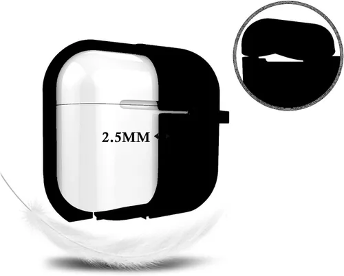 Vista 4 de Cypher.V Funda protectora para AirPods Pro, funda de silicona con kit de llavero de pompón de bola suave y lindo (negro)