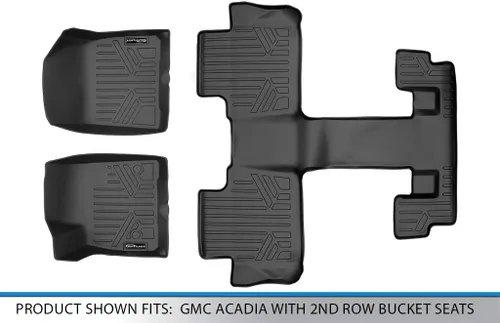 Vista 5 de MAXLINER - Juego de tapetes de piso de ajuste personalizado de 3 filas compatibles con Cadillac XT6 2020-2025