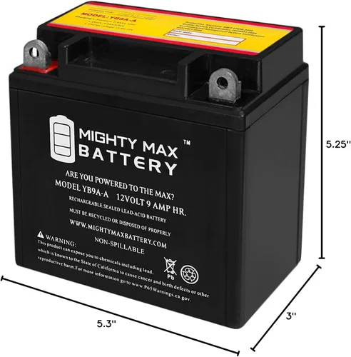 Vista 9 de Mighty Max Battery Reemplazo de batería YB9A-A 12V 9AH 130 CCA para Delco CB9A-A
