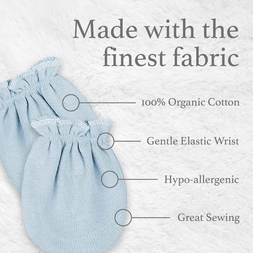 Vista 5 de Baby Mittens Newborn - 100 Organic Cotton Soft No Scratch Gloves - Hypoallergenic Infant Hand Mittens with Elastic Wrist