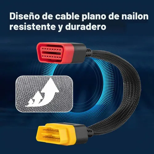 Vista 7 de LAUNCH Cable de Extensión OBD2 Completo de 16 Pines Macho a Hembra OBDII, Cable Extensor de Diagnóstico para Automóvil, Conector Reforzado de Nylon