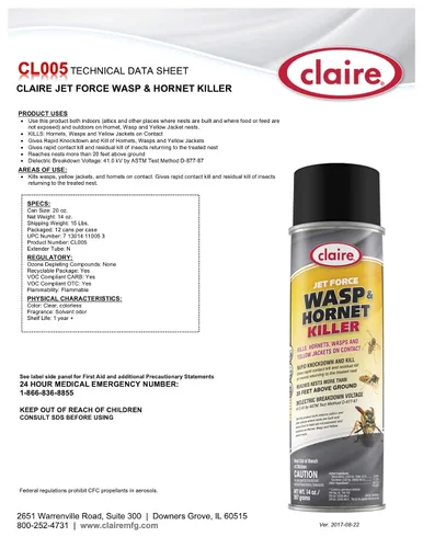 Vista 2 de Claire CL005-1pk Jet Force Asesino de avispas y avispos; lata de 14 onzas, 1 unidad, amarillo y gris