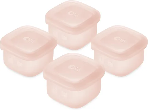 Vista 10 de Olababy Contenedores de Almacenamiento de Silicona Clear Sense 4 piezas para Alimentos de Bebé, Snacks, Fórmula, Puré, Salsa y Más Sin Micro