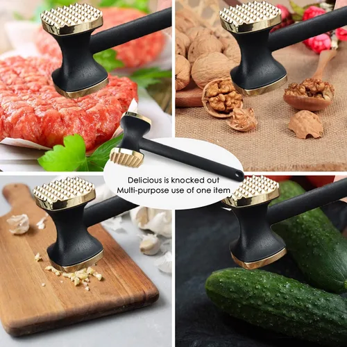 Vista 11 de Martillo manual para ablandar carne de cocina - Martillo manual resistente, Martillo para carne utilizado para bistec, pollo, pescado, Ablandador