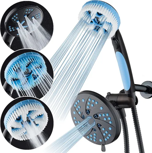 Vista 11 de Aquassage 5 en 1 de AquaCare - Cabezal de ducha de alta presión de 76 modos, combinado, ducha de mano, cepillo corporal y cepillo de pelo en uno.