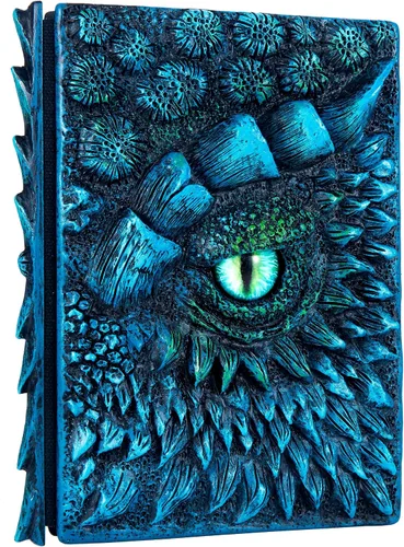 Vista 16 de Diario 3D en relieve de ojo de dragón en relieve, cuaderno grabado de resina, cuaderno Dnd para los amantes de los dragones, papel en blanco, bloc