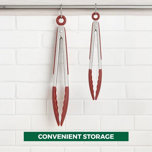 Vista 9 de Freshware Pinzas de cocina de acero inoxidable para cocinar con puntas de silicona, pinzas de silicona para asar a la parrilla, servir alimentos