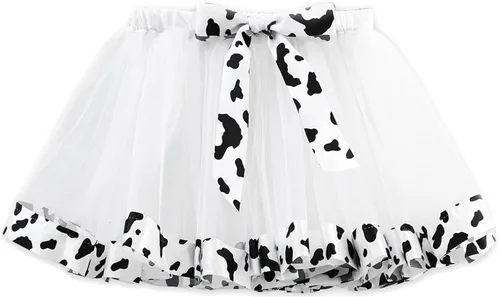 Vista 5 de Pikpops 7Pcs Girls Dalmatian Costume Set with Tutu Skirt, 100th Day of School Costume 101 Dalmatian Dog Dress Up Outfits Kids