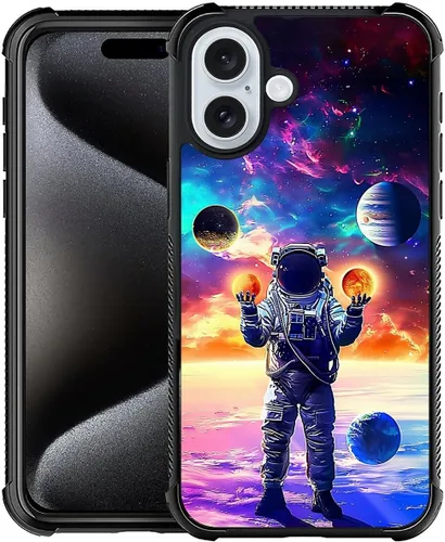 Vista 103 de CARLOCA Funda compatible con iPhone 15, increíble patrón de luz espacial nebulosa para niñas y niños, ultra protección, a prueba de golpes