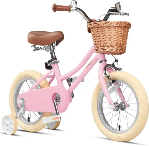 Vista 40 de Petimini Vintage Kids Bike for Girls, 12–20 Inch Classic Bicycle with Wicker Basket & Bell, High Tensile Steel Frame, Training Wheels (12–18”), 85%