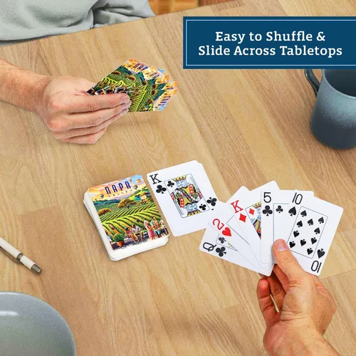 Vista 5 de Boardwalk Puzzles Premium Featherlight - Juego de cartas únicas, divertido mazo temático para el hogar y viajes Valle de Napa