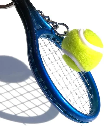 Vista 5 de Mini raqueta de tenis de color con llavero de bola