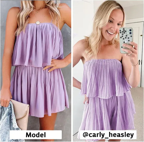 Vista 2 de EXLURA Enterizo de verano para mujer 2025, con tirantes delgados, plisado, traje de vacaciones en la playa, traje corto de crucero a la moda