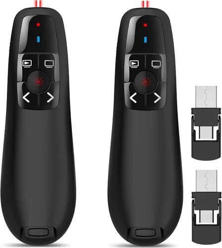 Vista 9 de Presentador inalámbrico de presentación remota Clicker: USB tipo C PowerPoint Clicker con puntero rojo Control PPT de largo alcance - Avanzador
