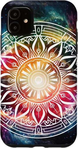 Vista 5 de Funda para iPhone 14, mandala espiritual, hippie y bohemio, meditación de flores para mujer