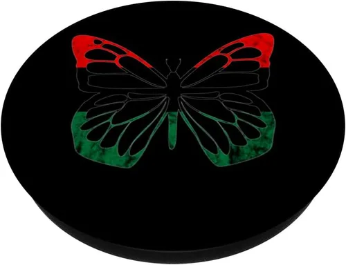 Vista 2 de Black Liberation Flag Butterfly Pan African UNIA Flag PopSockets Swappable PopGrip