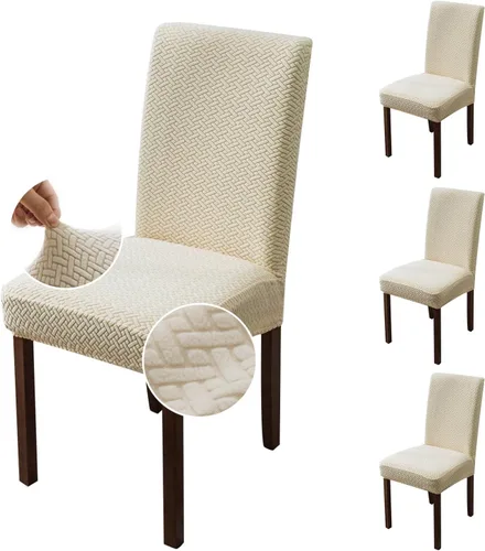 Vista 54 de Genina Fundas impermeables para sillas de comedor, cocina, fundas para sillas de comedor Parson (beige, 2 unidades)