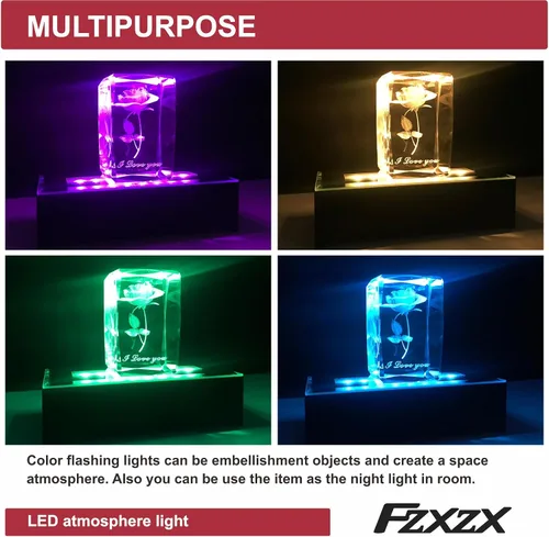 Vista 7 de Base de exhibición de luz LED rectangular para cristales, soporte de exhibición de luz artística de cristal, lámpara de adorno de luz LED 3D
