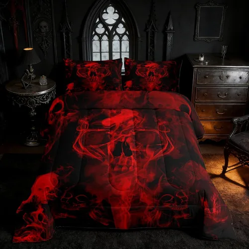 Vista 21 de Juego de ropa de cama rústica de granja color verde azulado con puerta de granero de madera, edredón de plumas tamaño Queen, decoración occidental