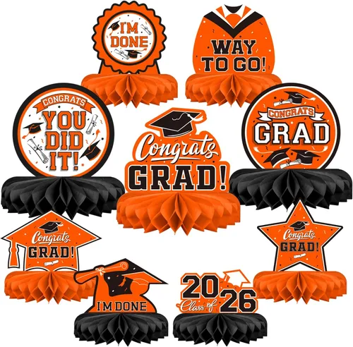 Vista 8 de 9 piezas de decoraciones de fiesta de graduación para clase de 2026, centro de mesa de felicitaciones de graduación de felicitaciones de graduación